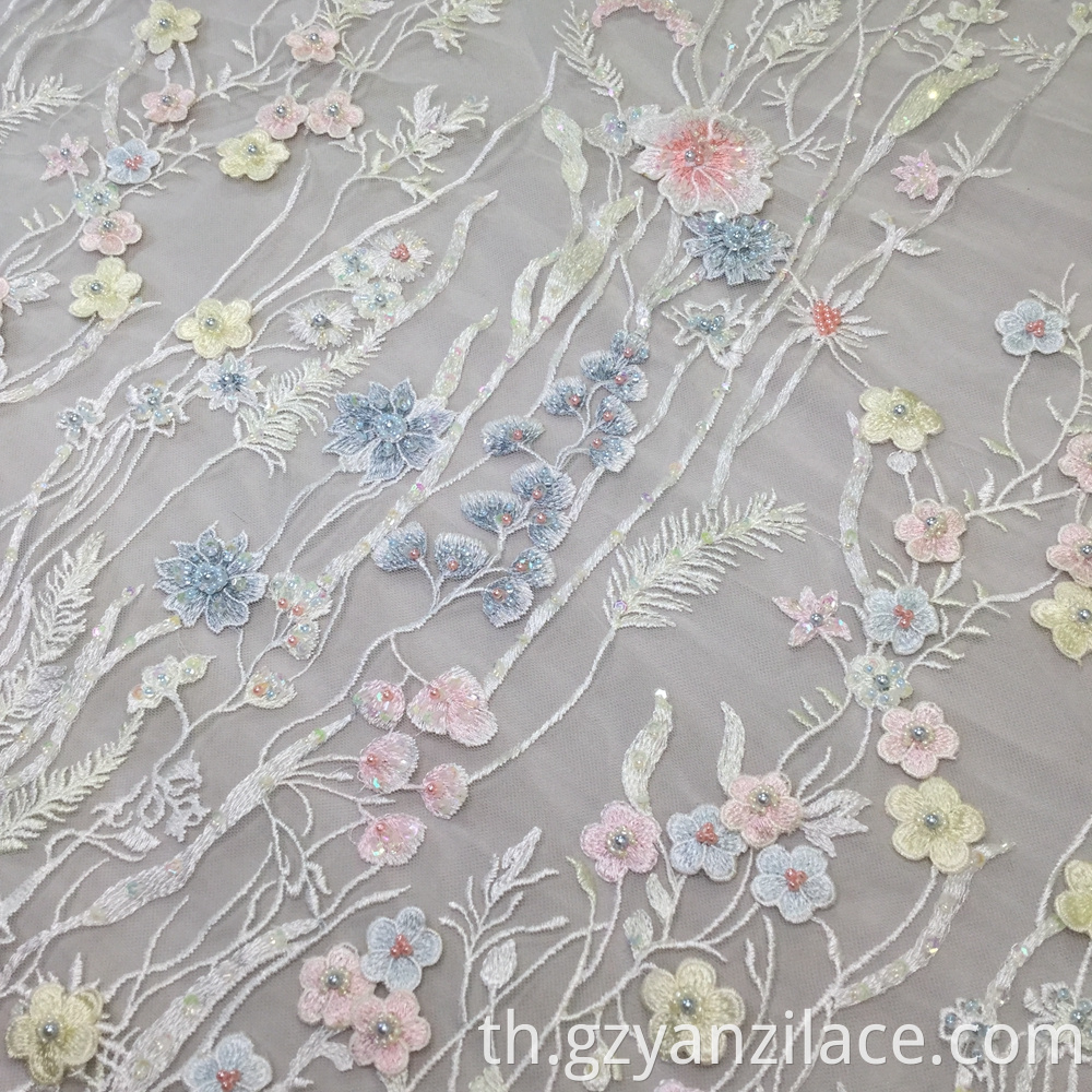 3d Flower Lace Embroidered Fabric